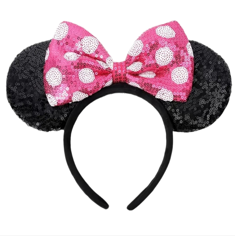 Mini Mouse Pink Polka Dot Bow Mouse Ears Headband NEW